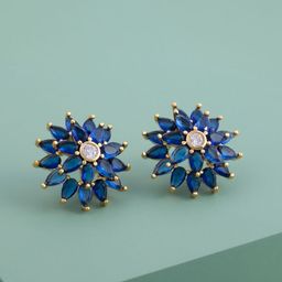 Kushal's Fashion Jewellery Women Sapphire Gold-Plated Party Trendy Zircon Studs-image-103