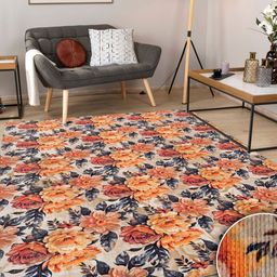 Kaleen India Brown Floral Anti-Skid Polyester Carpet-46