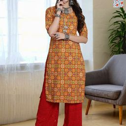 HERE&NOW Selection Of 2 Floral Printed Round Neck Straight Kurtas-image-62