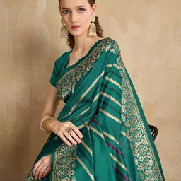 Mitera Striped Woven Design Zari Saree-image-71