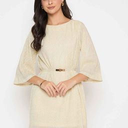 Madame Women Self Design Flared Sleeves Shift Dress-image-74