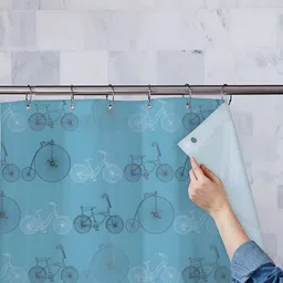 ArtzFolio Blue & Black Printed Waterproof Shower Curtains-12
