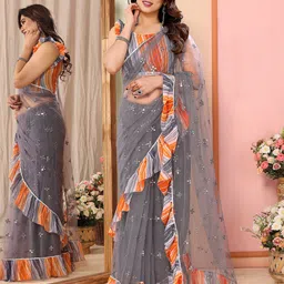 PHORIA STYLE Embroidered Net Saree-image-62