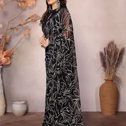 Munir Floral Poly Georgette Ready to Wear Saree-14