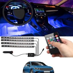 Multicolor 48LED/4Pcs Atmosphere Car Interior Light With Remote Control-273 Car Fancy Lights-image-36
