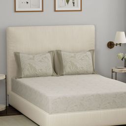 MASPAR Eclectic Garden Beige Printed 210 TC Cotton Queen Bed Sheet With 2 Pillow Case-picture-10