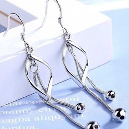 Bling Queen Silver Plated Drop Leaf Shape Earrings-38