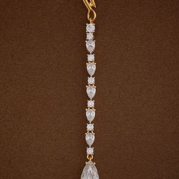 Kushal's Fashion Jewellery Gold-Plated Zircon Studded Maang Tikka Head Jewellery-image-84