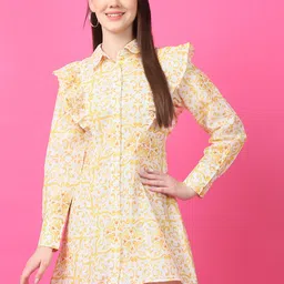 JAKANARY Floral Print Crepe A-Line Mini Dress-image-78