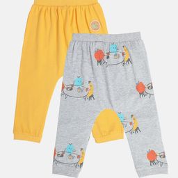 MINI KLUB Boys Pack Of 2 Printed Cotton Mid Rise Lounge Pants-image-82