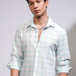 HIGHLANDER Men Spread Collar Checked Casual Shirt-image-51