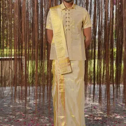 HILO DESIGN Men Embroidered Regular Pure Silk Top & Dhoti Pants & Dupatta-picture-20