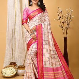 HERE&NOW Bandhani Zari Pure Cotton Bandhani Saree-image-26