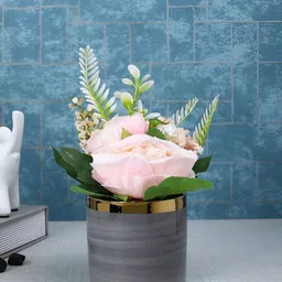 TAYHAA Grey 1 Pieces Rose Artificial Plant With Pot-image-56