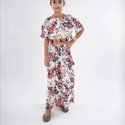 FabJunior Girls Printed Top with Skirt Set-5