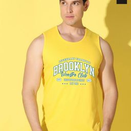 WOOSTRO Pack Of 2 Printed Combed Cotton Gym Vests VWS26(BKLN YELLOW)(PLAIN BLACK)-image-76