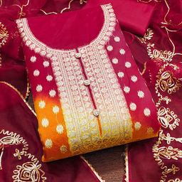 Blissta Organza Unstitched Dress Material-image-5