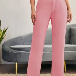 BAESD Women Relaxed Straight Leg Bootcut High-Rise Flat-Front Regular Trousers-image-10