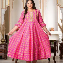 IKRASS Women Floral Printed Bell Sleeves Fit and Flare Midi Dress-picture-26