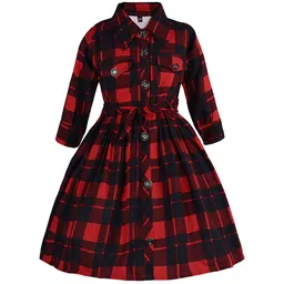Wish Karo Checked Fit & Flare Dress-image-2