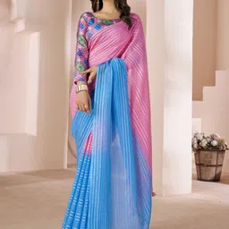 DIVASTRI Colourblocked Linen Blend Saree-image-30