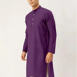 Men Solid Straight Kurta (Purple)-image-78