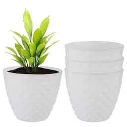 Kuber Industries 4-Pieces White Durable Planters-2