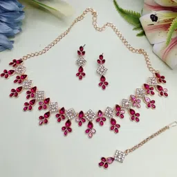 Anouk Rose Gold-Plated Stone-Studded Jewellery Set-16