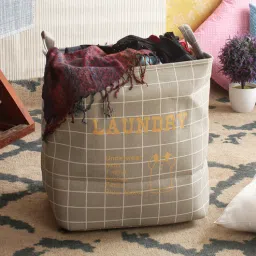 cortina 12 Ltr Beige Canvas Laundry Basket-picture-3