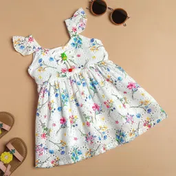 Macwin Girls Floral Printed Tie Ups Fit And Flare Knee Length Dress-picture-12