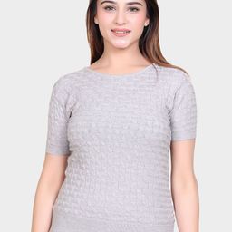 LEZA Women Self Design Round Neck Cotton Top-image-64