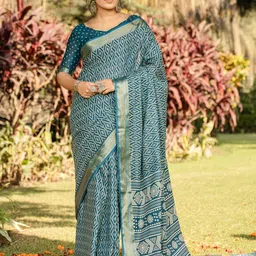 Anouk Rustic Zari Block Print Saree-32