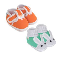 NESKA MODA Kids-Unisex Orange Cotton Booties-picture-14