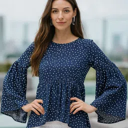 4WRD by Dressberry Women Polka Dot Printed Georgette Peplum Top-picture-15
