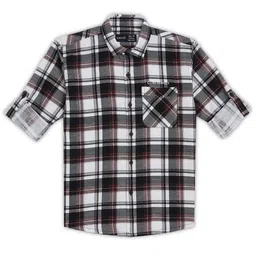 CAVIO Boys Comfort Spread Collar Tartan Checked Cotton Casual Shirt image 1