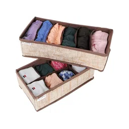 HOKIPO Brown & White 2 Pieces Multi-Utility Organisers-21