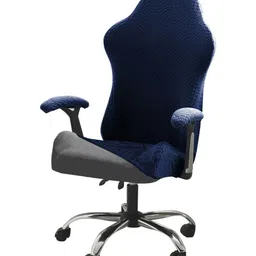 HOKIPO Navy Blue Jacquard Computer Rotating Chair Seat Cover-image-76