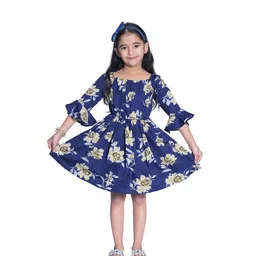 Wish little Girls Floral Printed Gathered Tiered A-Line Dress-image-48