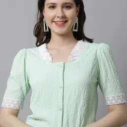 JAKANARY Puff Sleeve Crepe Top-image-50