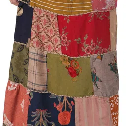 Exotic India Printed Pure Cotton Wrap Maxi Skirt-picture-58
