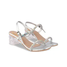 Shoetopia Embellished Ethnic Block Sandals-image-34