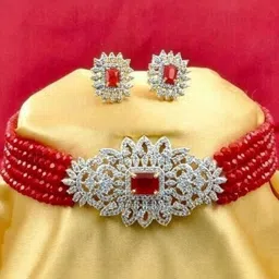 UNNATI JEWEL Red Brass Jewellery Set-56