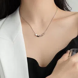 Arzonai Silver-Toned Stainless Steel Necklace-picture-37