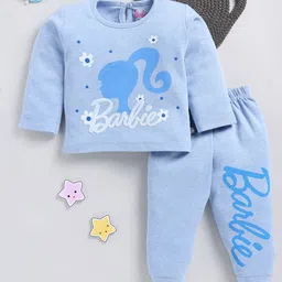 YK X Tinyo Infant Girls Barbie Printed Pure Cotton Top with Joggers-17