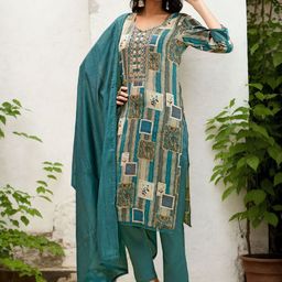 Anouk Women Ethnic Motifs Embroidered Regular Thread Work Kurta with Trousers & With Dupatta image 4
