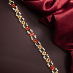 Anouk Gold-Plated Kundan Studded And Beaded Sheeshphool Head Jewellery-picture-7