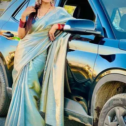 VRAGI Solid Pure Chiffon Saree with Embroidered Stitched Blouse-14