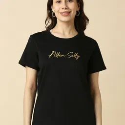 Allen Solly Woman Typography Printed Round Neck Cotton T-shirt-image-84