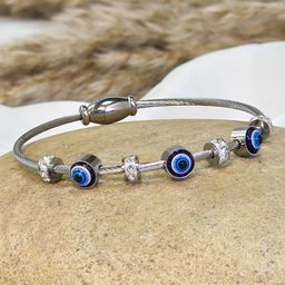DressBerry Women American Diamond Antique Silver-Plated Kada Bracelet-57