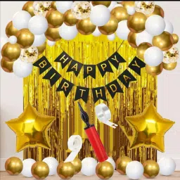 Birthday kit 1pcs HBD banner,2Pcs star foil, 2pcs foil curtains, 57 Pcs balloons-image-31